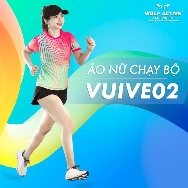 Áo Chạy Bộ Nữ Vui Vẻ 2, Áo Chạy Bộ Màu Sắc Nổi Bật, Chất Vải Wolf Active Nhanh Khô, Co Giãn 4 Chiều, Áo Tôn Dáng