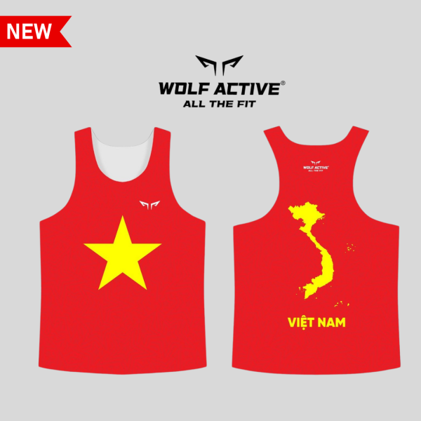 Áo Ba Lỗ Chạy Bộ Wolf Active Cờ Đỏ Sao Vàng Nam Nữ, Chất Liệu Active Max Cao Cấp, Thoáng Khí, Mềm Mịn, Co Giãn 4 Chiều