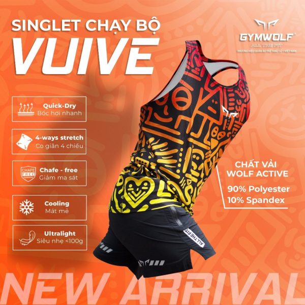 Áo Singlet Chạy Bộ Vui Vẻ 1 Thương Hiệu Wolf Active, Áo Chạy Bộ Cao Cấp, Quick Dry, Nhanh Khô, Co Giãn 4 Chiều