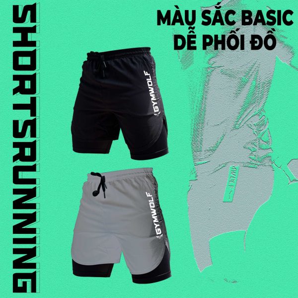 Quần Chạy Bộ Nam Wolf Active Fast & Fly , Quần Thể Thao 2 Lớp Cho Gym, Chạy Bộ, Đạp Xe Co Giãn 4 Chiều